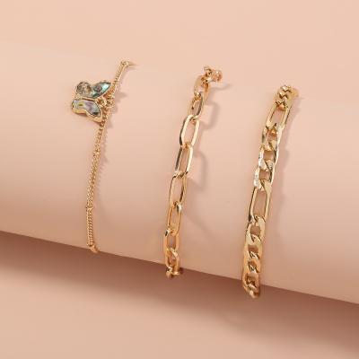 China Simple Shell Butterfly Gold Plated Trendy Women Fashion Exaggeration Charm Bracelet Abalone Retro Alloy Chain and Link Bracelets for sale