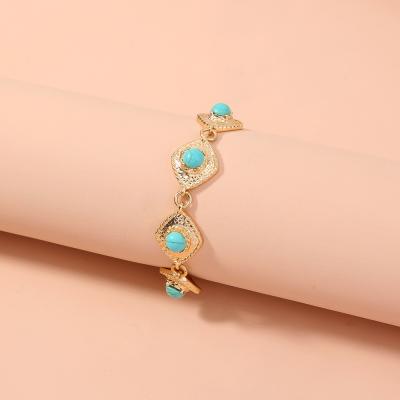 China TRENDY Geometric Alloy Fashion Retro Bohemian Charm Women's Jewelry Gold Plated Trendy Bangle Chain And Link Bracelets Claw Setting for sale