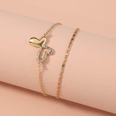 China TRENDY Double-Layer Hollow Simple And Fashionable Diamond Inlaid Butterfly Bracelet for sale