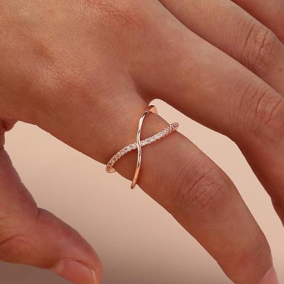 China Other Fashionable Jewelry Temperament Cross Opening Gold Plated Diamond Rings for sale