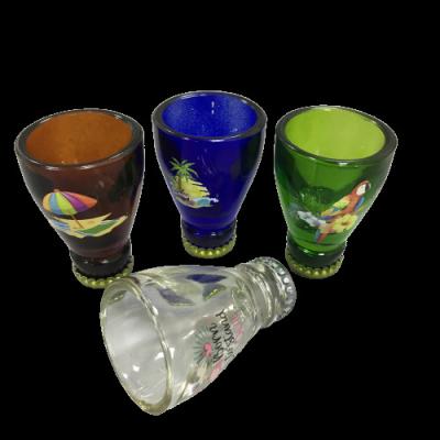 China Custom Modern Beer Bottle Cheap Souvenirs Colored Mini Shot Glass for sale