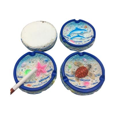 China Resin Ashtray Low Moq Beach Poly Side Sea Animal Home Decoration Underprint Nice for sale