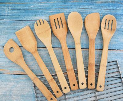 China Sustainable 7 pcs bamboo cookware utensil set for sale