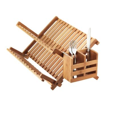 China Sustainable Bowl And Dish Dish Rack With Bamboo Utensil Holder for sale