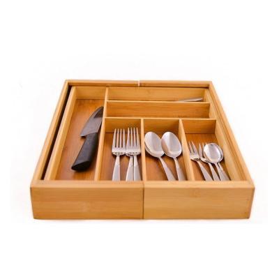 China Sustainable Bamboo Cutlery Utensil Organizer Tray for sale