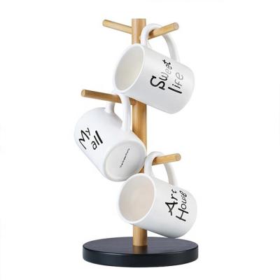 China Sustainable Bamboo Cup Holder Tree Coffee Tea Cup Holder for sale