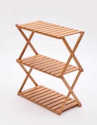 China 3 Tier Modern Foldable Bamboo Planter Stand Shelf For Living Room for sale