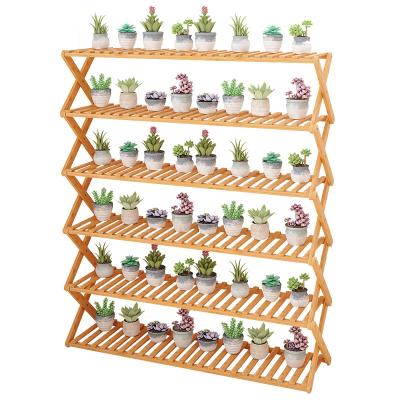 China Modern Freely Install Flower Stand Bamboo Foldable Shelf for sale