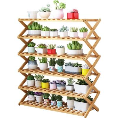 China Viable Tiered Bamboo Planter Wood Shelf for sale