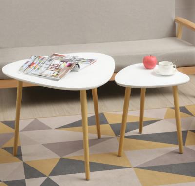 China Modern Triangle 2 White Modern Wooden Coffee Table Set For Living Room for sale