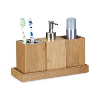 China Sustainable Bamboo Cleaning Fluid Bathroom Accessories Set for sale