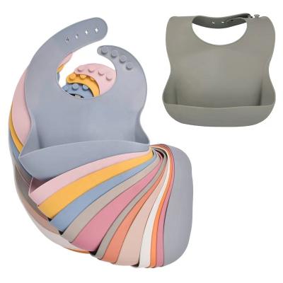 China BPA Free Wholesale Waterproof Food Garde Silicone Baby Bibs BPA Free Silicone Baby Products Cute Soft Baby Eating Bibs Customized for sale