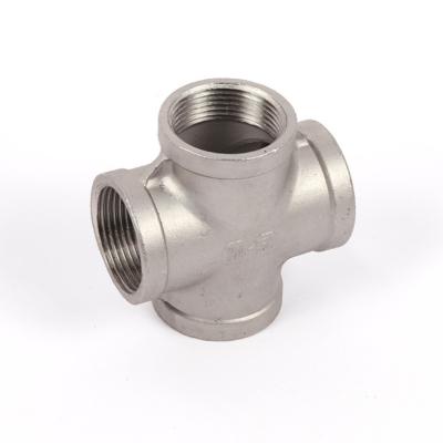 China Oil Gas Water Stainless Steel Female Thread Cross 4 Way Industrial Pipe Connector for sale