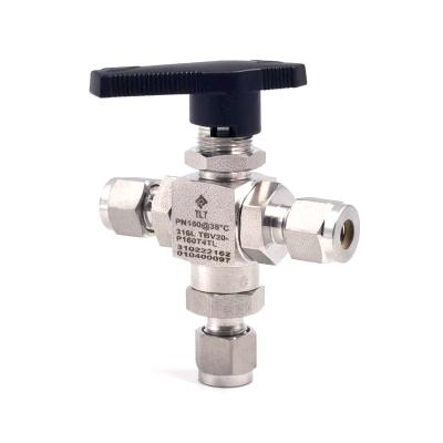 China 2021 New 3000 PSI Manual 1 Inch 304 316 Stainless Steel 3 Way Long Ferrule Handle Ball Valve Ball Valve for sale