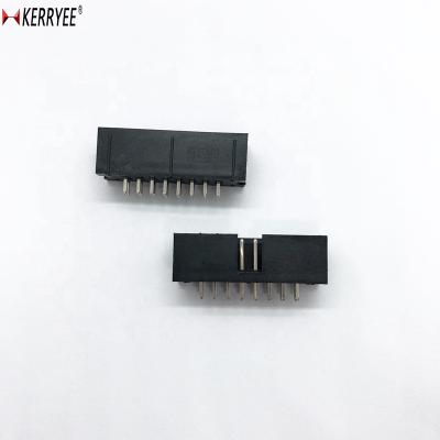 China PCB 2.54mm box header 2*8P V/T black shouing IDC for sale