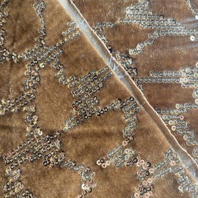 China Waterproof the hottest product velvet fabric in 2021 with embroidery gold lace fabric embroidery fabric for sale