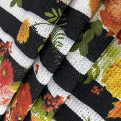 China Shrink-resistant hottest product custom waffle fabric in 2021 use the latest technology waffle printing fabric for baby for sale