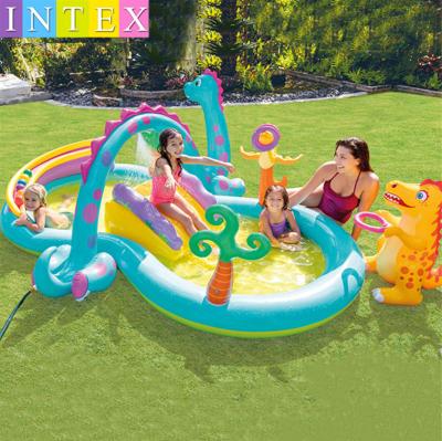 China INTEX 57135 Child Swimming Pool Figure Eight Shaped Children's Dinosaur Pools Swimming Outdoor Inflatable Water Slide for sale