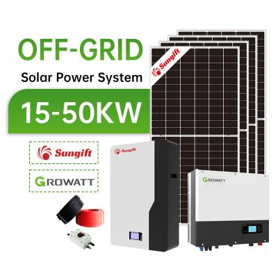 China Sungift Home System Solar Panels Three Phase Growatt Inverter 50KW Off Grid Solar Power System For Commercial Use for sale