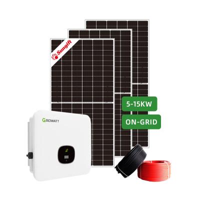 China Complete Home Solar Power System 3000w 5000w 8000w On Solar Panel Kit Growatt Inverter 10KW 15KW 20KW All Off Grid In One Solar System for sale