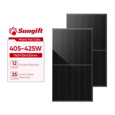 China EVA Home Use Solar Panel Sungift-Soalr Half Cut Solar 210R Batteries All Black Solar Panels 405W 410W 415W 420W 425W Solarpanel for sale