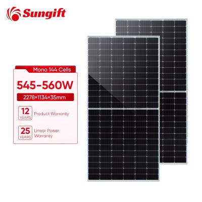 China High Efficiency 182mm Solar Panel Price Fotovoltaic Solar Panel 182mmx182mm Sungift Solar Panels 540W 545W 550W 555W 560W for sale