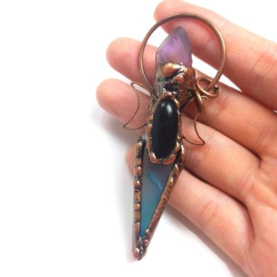 China Wholesale Vintage Good Quality Natural Black Obsidian Stones Arrowhead Shape Crystal Pendant Making Design Charm For Men Jewelry for sale