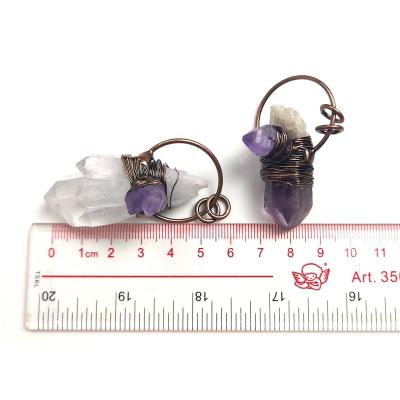 China Vintage Fashion Natural Handmade Healing Stones Bead Clear Amethyst Quartz Crystal Points Pendant Wholesale For Jewelry Necklace Making for sale