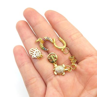 China 2021 New Arrival Cute Mini Rainbow CZ Micro Pave Star Turtle Moon Charms Small Tiny Zircon Butterfly Smile Face Multicolor Pendant for sale