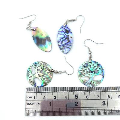 China 2021 Hot Sale TRENDY Abalone Shell Earrings Carving Marquis Tree Of Life Dangle Silver Circles Fashion Jewelry Set For Women Girl Gifts for sale