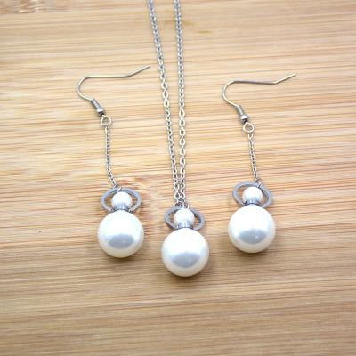 China TRENDY Natural Gemstones Gourd Bottle Shaped White Pearl Shell Jewelry Sets Gold Plated Choker Necklace Pendant Earring Set For Girls for sale