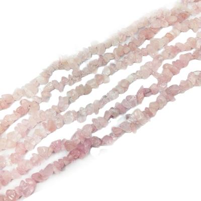 China Jewelry Accessories Stone Earrings Genuine Pink Stone DIY Beads Semi-Precious Rose Quartz Chips Loose Strand Beads For Jewelry Making for sale