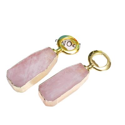 China Europe Newcomers Bottle Opener With Real Rose Quartz/Tiger Eye /Amethyst/Obsidian Handle Gemstone Bottle Opener Custom Bottle Opener for sale