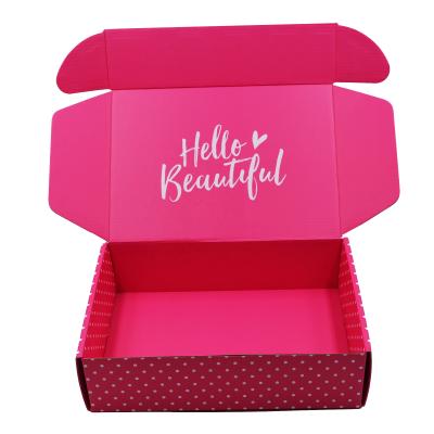 China Recycled Materials Top Sale Hot Pink Apparel Gift Box Eyelash Corrugated Paper Display Box Stocks Cosmetics Packaging Wig Listing Shipping Box for sale