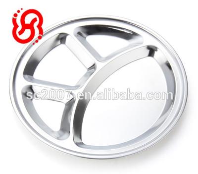 China 4 Compartment Stainless Steel Lunch Dish Standable Round Lid for sale