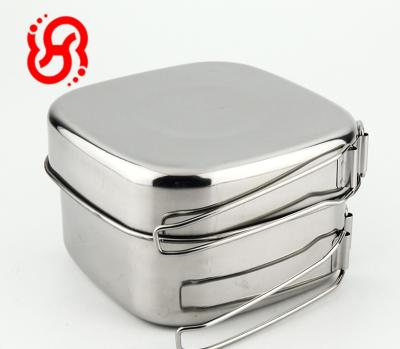 China 6Pcs Outdoor Stainless Steel Upgrade Sustainable Cookware Camping Cookware Set for sale