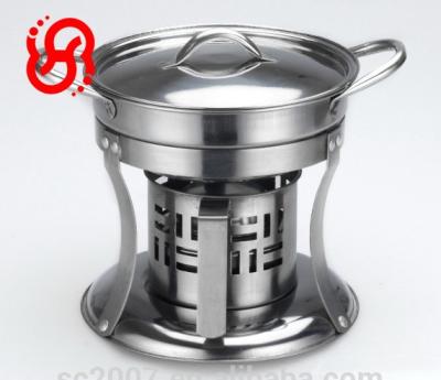 China Stored stainless steel magnetic alcohol stove cookware portable camping set for sale