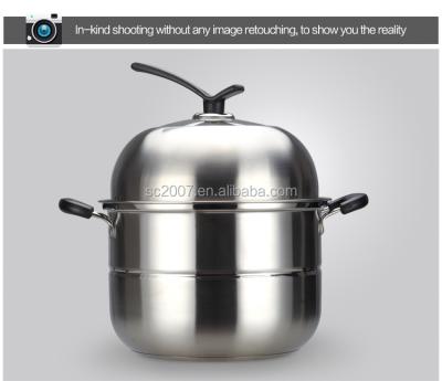 China Sustainable Low Price 2 Layers Large Stainless Steel Food Steamer Pot Size 28cm With Food Steamer With Bpa Free for sale