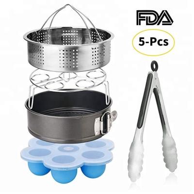 China 5-Pcs Steamer Basket / Viable Egg Holder / Egg Steamer Bites Molds / Springform Non-Stick Pan / Kitchen Tongs, Instant - Pot Pressure Cooker for sale