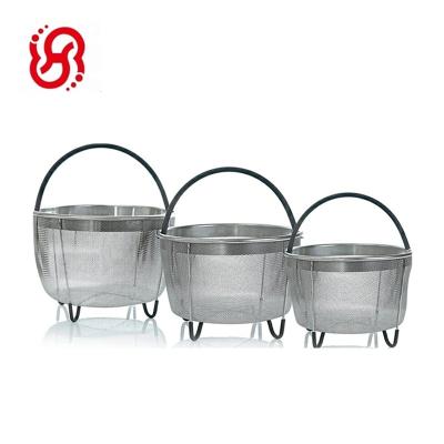 China Viable Silicone Handle and Legs 6qt 304 Stainless Steel Vegetable Steamer Basket For 6Qt 8Qt Pot Pressure Cooker Pot for sale