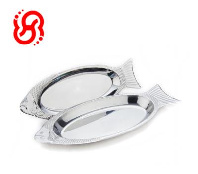 China Sustainable Fish Food Dish Tableware Stainless Steel Serving Trays for sale