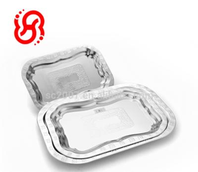 China Flower Stainless Steel Snack Serving Plate Sustainable Embossed Dried Fruit Tray Cake Tray for sale