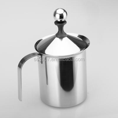 China Sustainable Manual Stainless Steel Coffee Milk Frother Foam Maker 3 Compartment 201 Maker for sale