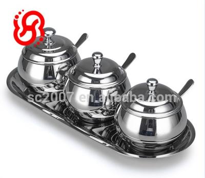 China Sustainable Steel Spice Box Spice Storage Shaped With Spoon Seasoning Jar Set for sale