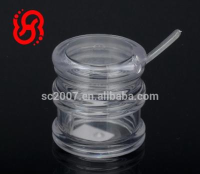 China Sustainable Transparent Acrylic Sugar And Salt And Spice Jar With Plastic Lid And Spoon Sauce Jar for sale