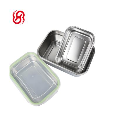 China Sustainable 304 Stainless Steel Food Storage Container Fresh-Keeping Lunch Box With Plastic Lid And Lock for sale