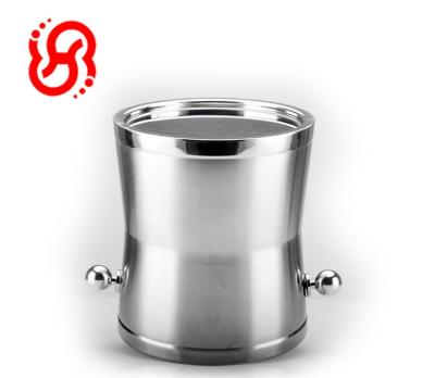 China Newest Design Durable Stainless Steel Ice Bucket With Handle Round Mini Size Bucket Wine Table Bucket Wall for sale