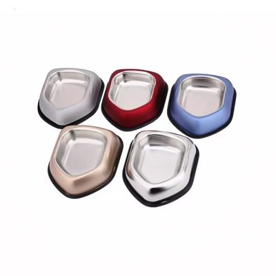 China Sustainable Custom Dog Food Stainless Steel Rubber Ring Feeding Bowl for sale