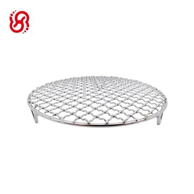 China Sustainable Carbon Cooking Net Multi Purpose Round Stainless Steel Cross Wire Steaming Barbecue Cooling Rack With 3 Legs for sale