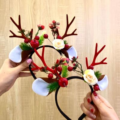 China Wholesale Cute Durable Cute Kids Hair Accessories Antlers Christmas Party Headbands Adult Headwear for sale